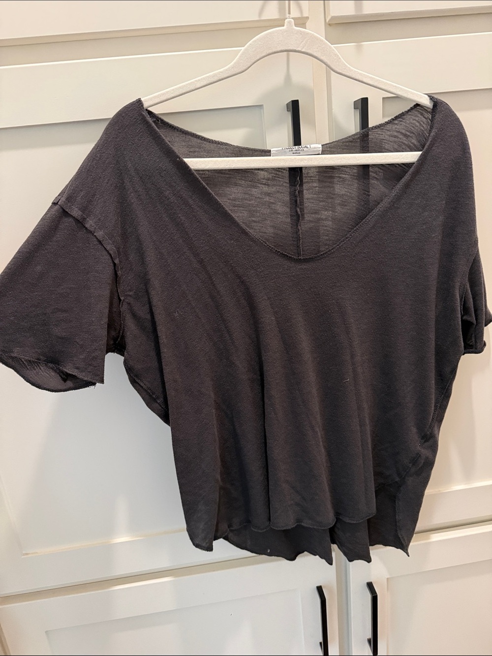 Relaxed V-Neck Black Women's Top